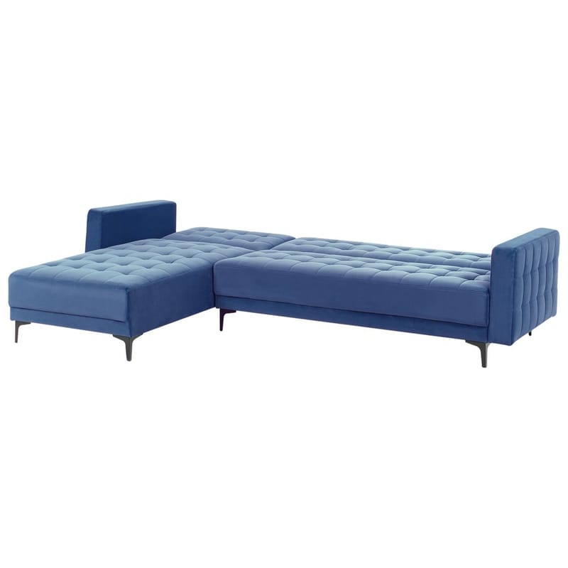 4-seter hjørnesofa Aberdeen - Blå, Svart/Høyrevendt/Fløyel - Møbler - Sofaer - Sovesofaer - Hjørnesovesofa