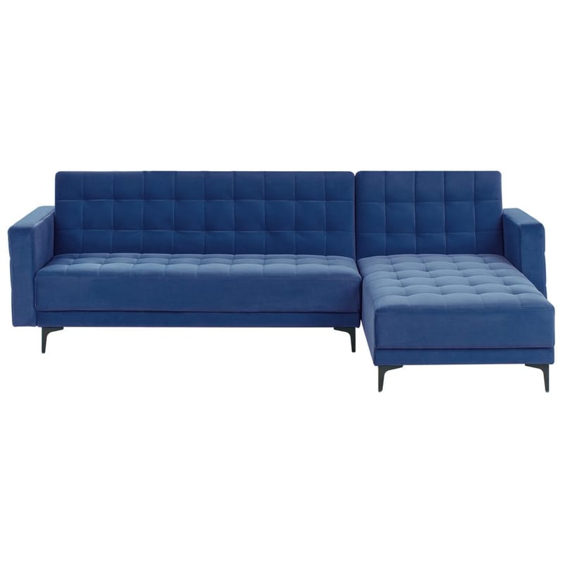 4-seter hjørnesofa Aberdeen, Blå, Svart/Vendbar/Fløyel