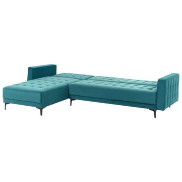 4-seter hjørnesofa Aberdeen - Havsblå, Svart/Høyrevendt/Fløyel - Møbler - Sofaer - Sovesofaer - Hjørnesovesofa