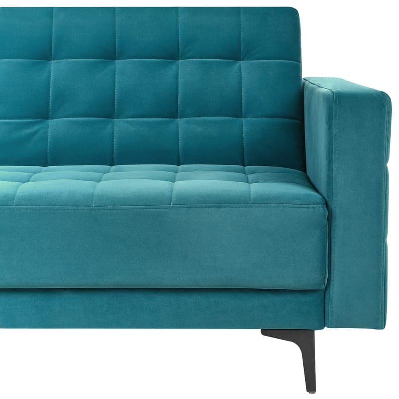 4-seter hjørnesofa Aberdeen - Havsblå, Svart/Høyrevendt/Fløyel - Møbler - Sofaer - Sovesofaer - Hjørnesovesofa