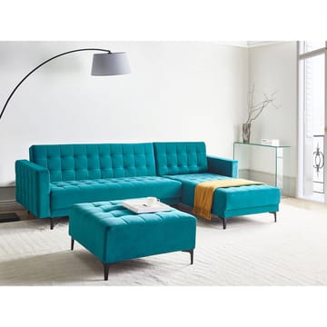 4-seter hjørnesofa Aberdeen - Havsblå, Svart/Venstrevendt/Fløyel - Møbler - Sofaer - Sovesofaer - Hjørnesovesofa