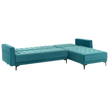 4-seter hjørnesofa Aberdeen - Havsblå, Svart/Venstrevendt/Fløyel - Møbler - Sofaer - Sovesofaer - Hjørnesovesofa