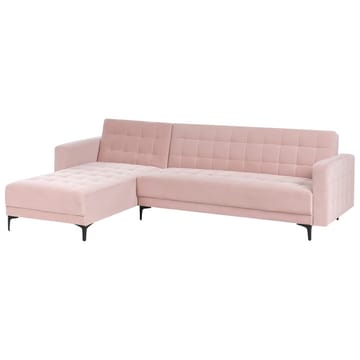4-seter hjørnesofa Aberdeen - Pastellrosa, Svart/Høyrevendt/Fløyel - Møbler - Sofaer - Sovesofaer - Hjørnesovesofa