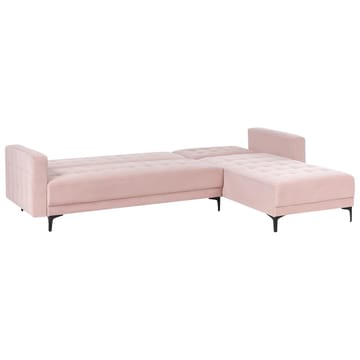 4-seter hjørnesofa Aberdeen - Pastellrosa, Svart/Venstrevendt/Fløyel - Møbler - Sofaer - Sovesofaer - Hjørnesovesofa