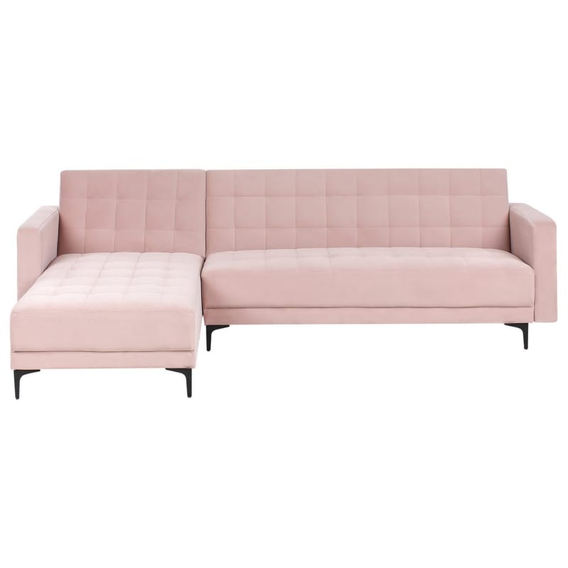 4-seter hjørnesofa Aberdeen - Pastellrosa, Svart/Høyrevendt/Fløyel - Møbler - Sofaer - Sovesofaer - Hjørnesovesofa