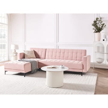 4-seter hjørnesofa Aberdeen - Pastellrosa, Svart/Høyrevendt/Fløyel - Møbler - Sofaer - Sovesofaer - Hjørnesovesofa