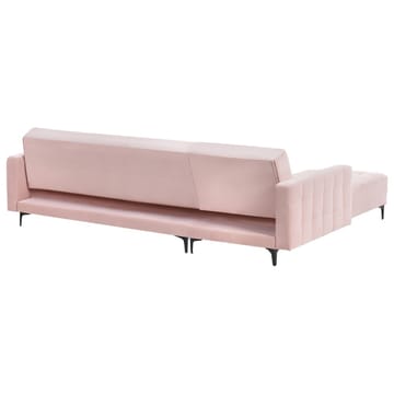 4-seter hjørnesofa Aberdeen - Pastellrosa, Svart/Høyrevendt/Fløyel - Møbler - Sofaer - Sovesofaer - Hjørnesovesofa