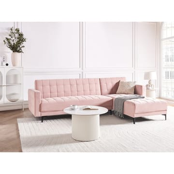 4-seter hjørnesofa Aberdeen - Pastellrosa, Svart/Venstrevendt/Fløyel - Møbler - Sofaer - Sovesofaer - Hjørnesovesofa