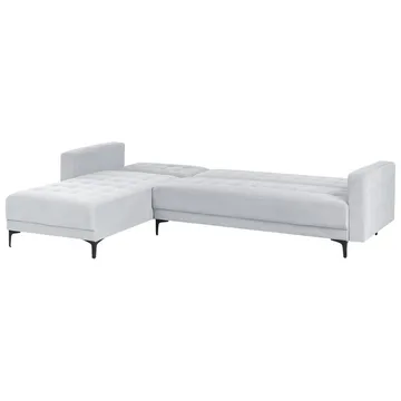 4-seter sovesofa Aberdeen - Lysegrå, svart/Høyrevendt/Fløyel - Møbler - Sofaer - Sofaer med sjeselong - 4 seters sofa med divan