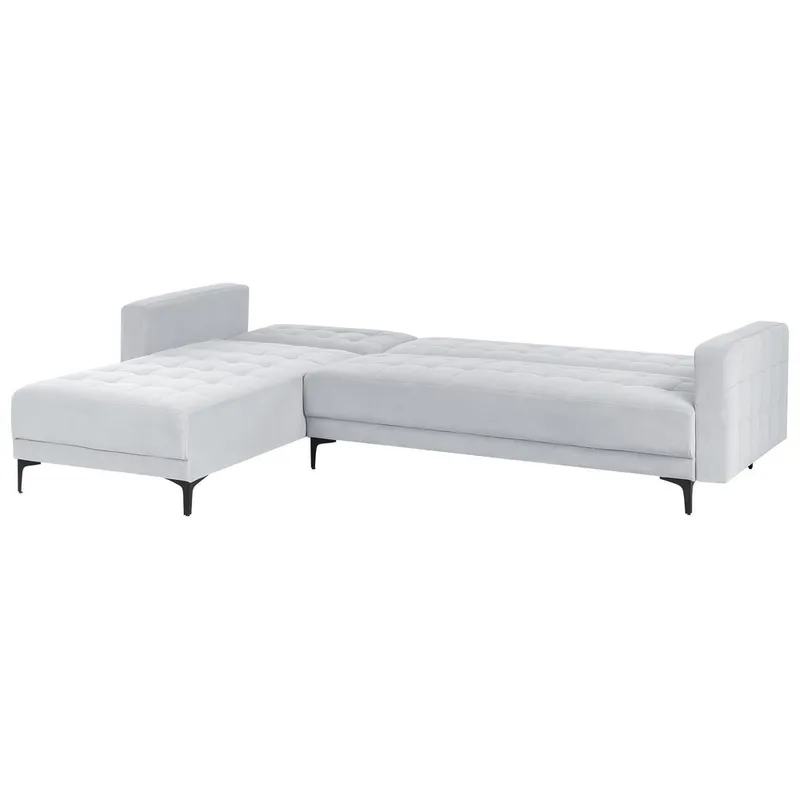 4-seter sovesofa Aberdeen - Lysegrå, svart/Høyrevendt/Fløyel - Møbler - Sofaer - Sofaer med sjeselong - 4 seters sofa med divan
