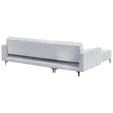 4-seter sovesofa Aberdeen - Lysegrå, svart/Høyrevendt/Fløyel - Møbler - Sofaer - Sofaer med sjeselong - 4 seters sofa med divan