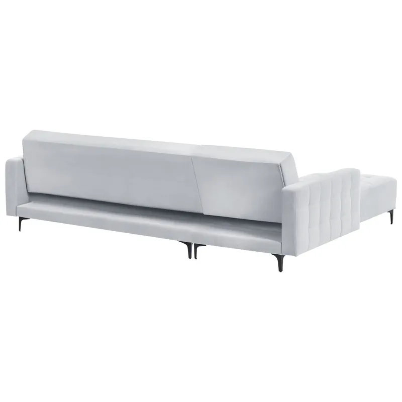 4-seter sovesofa Aberdeen - Lysegrå, svart/Høyrevendt/Fløyel - Møbler - Sofaer - Sofaer med sjeselong - 4 seters sofa med divan