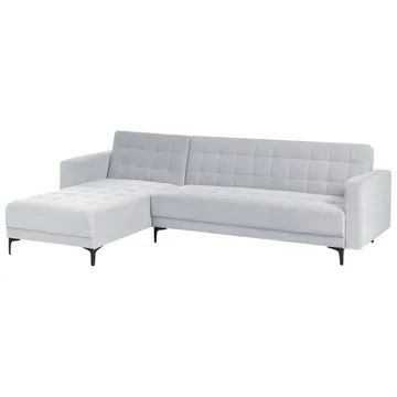 4-seter sovesofa Aberdeen - Lysegrå, svart/Høyrevendt/Fløyel - Møbler - Sofaer - Sofaer med sjeselong - 4 seters sofa med divan