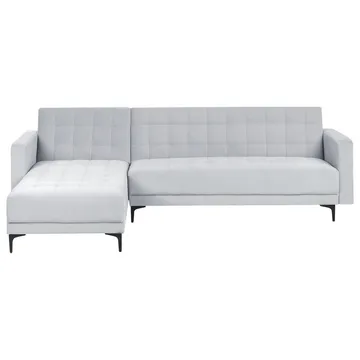 4-seter sovesofa Aberdeen - Lysegrå, svart/Høyrevendt/Fløyel - Møbler - Sofaer - Sofaer med sjeselong - 4 seters sofa med divan