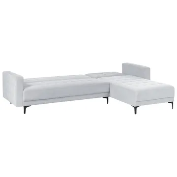 4-seter sovesofa Aberdeen - Lysegrå, svart/Venstrevendt/Fløyel - Møbler - Sofaer - Sofaer med sjeselong - 4 seters sofa med divan