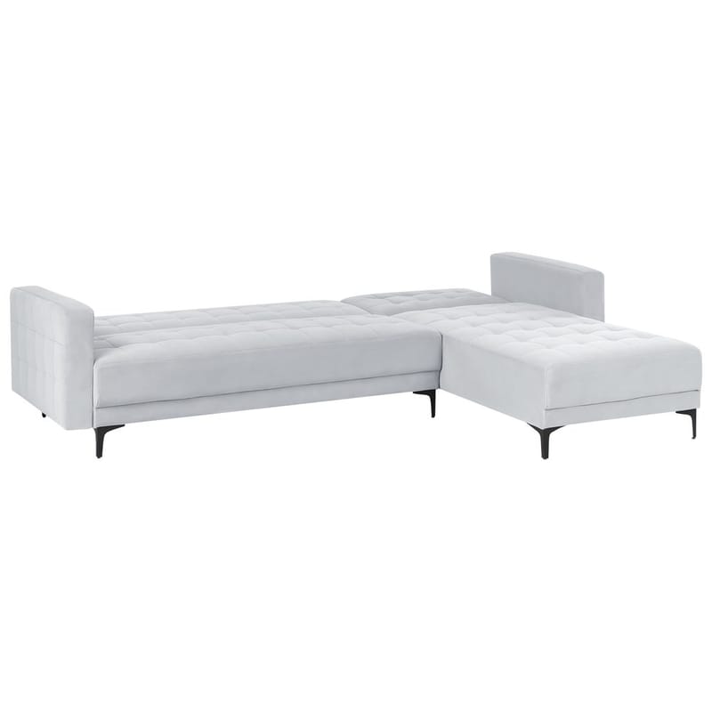 4-seter sovesofa Aberdeen - Lysegrå, svart/Venstrevendt/Fløyel - Møbler - Sofaer - Sofaer med sjeselong - 4 seters sofa med divan