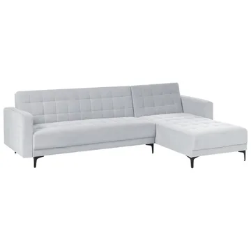 4-seter sovesofa Aberdeen - Lysegrå, svart/Venstrevendt/Fløyel - Møbler - Sofaer - Sofaer med sjeselong - 4 seters sofa med divan