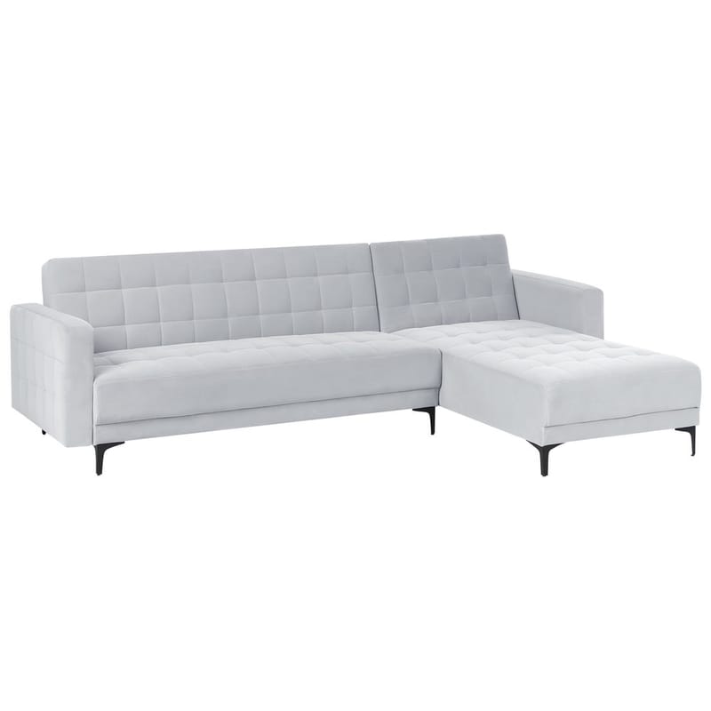 4-seter sovesofa Aberdeen - Lysegrå, svart/Venstrevendt/Fløyel - Møbler - Sofaer - Sofaer med sjeselong - 4 seters sofa med divan