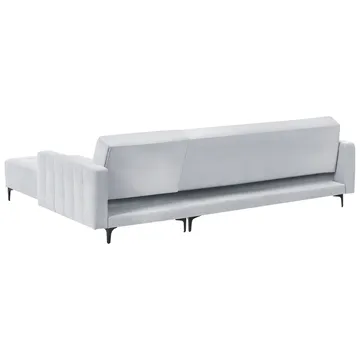 4-seter sovesofa Aberdeen - Lysegrå, svart/Venstrevendt/Fløyel - Møbler - Sofaer - Sofaer med sjeselong - 4 seters sofa med divan