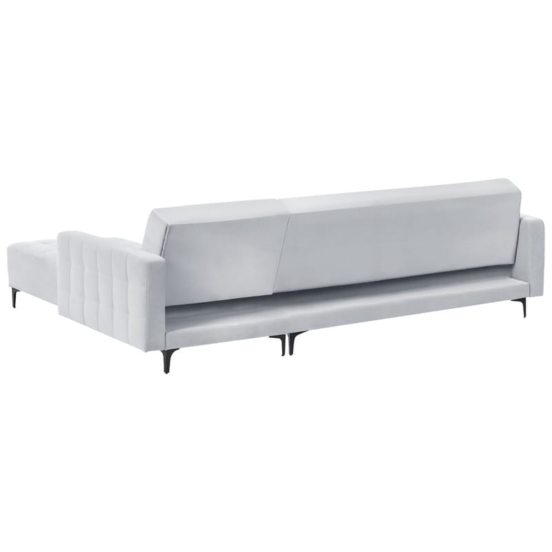 4-seter sovesofa Aberdeen - Lysegrå, svart/Venstrevendt/Fløyel - Møbler - Sofaer - Sofaer med sjeselong - 4 seters sofa med divan