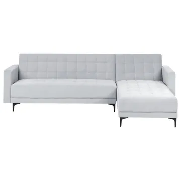 4-seter sovesofa Aberdeen - Lysegrå, svart/Venstrevendt/Fløyel - Møbler - Sofaer - Sofaer med sjeselong - 4 seters sofa med divan