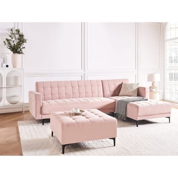 4-seter sovesofa Aberdeen - Pastellrosa, Svart/Venstrevendt/Fløyel - Møbler - Sofaer - Sofagrupper