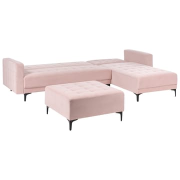 4-seter sovesofa Aberdeen - Pastellrosa, Svart/Venstrevendt/Fløyel - Møbler - Sofaer - Sofagrupper