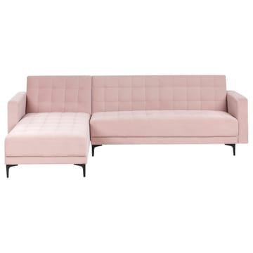 4-seter sovesofa Aberdeen - Pastellrosa, Svart/Høyrevendt/Fløyel - Møbler - Sofaer - Sofagrupper