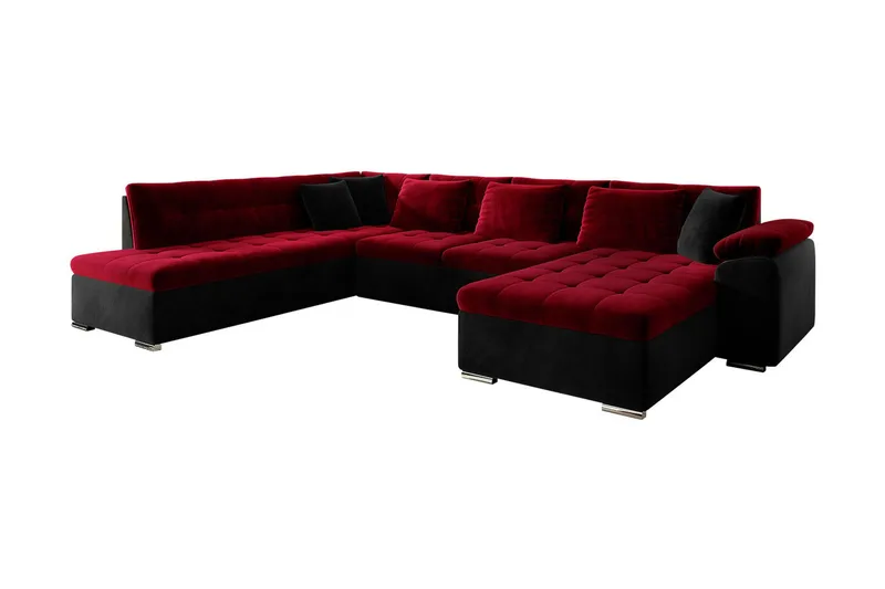 4-seters Hjørnesovesofa, Rød|Svart