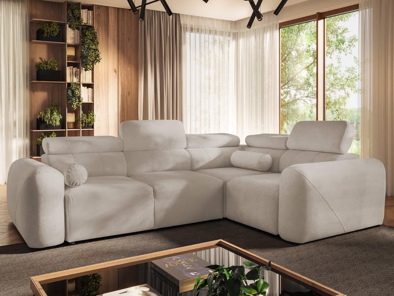 4-seters hjørnesovesofa VOLARE Velo 623 Høyrevendt - beige - Møbler - Sofaer - Sovesofaer - Hjørnesovesofa