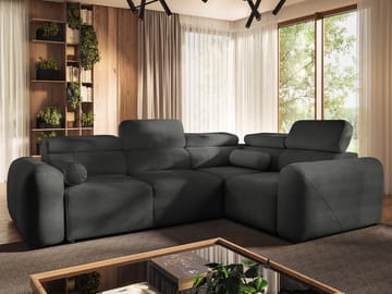 4-seters hjørnesovesofa VOLARE Velo 636 Høyrevendt - svart - Møbler - Sofaer - Sovesofaer - Hjørnesovesofa