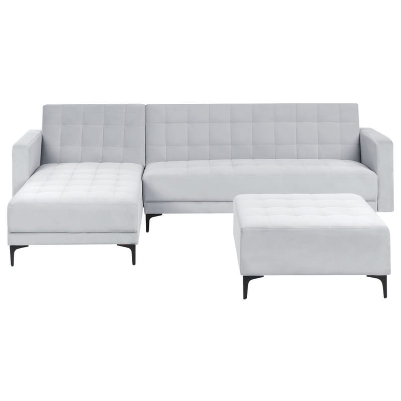 4-seters modulær sofa Aberdeen, Lysegrå, svart/Høyrevendt/Fløyel