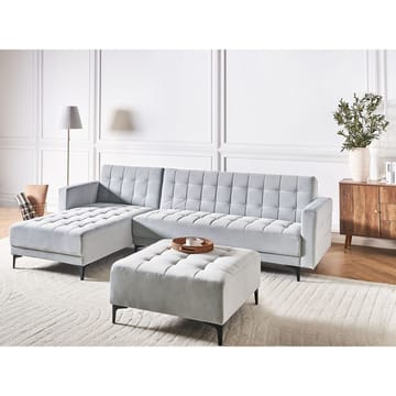 4-seters modulær sofa Aberdeen - Lysegrå, svart/Høyrevendt/Fløyel - Møbler - Sofaer - Modulsofaer - Komplett modulsofa