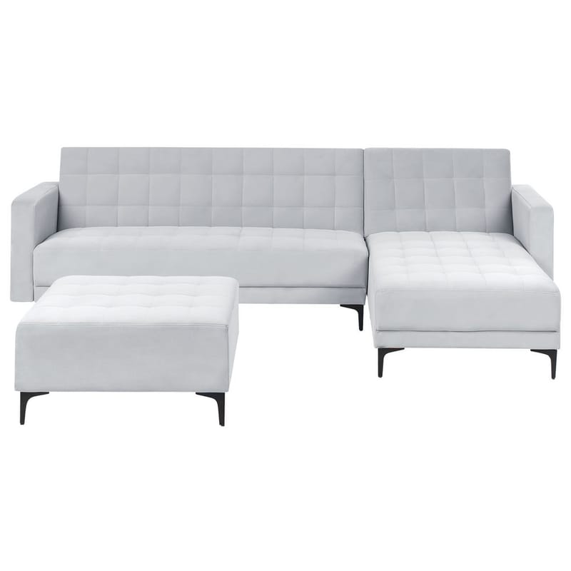 4-seters modulær sofa Aberdeen, Lysegrå, svart/Venstrevendt/Fløyel