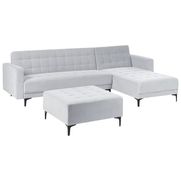4-seters modulær sofa Aberdeen - Lysegrå, svart/Venstrevendt/Fløyel - Møbler - Sofaer - Modulsofaer - Komplett modulsofa
