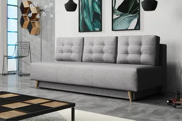 Bella Sovesofa 142x200 cm med Oppbevaring i Stoff - Grå - Møbler - Sofaer - Sovesofaer - 4 seters sovesofa