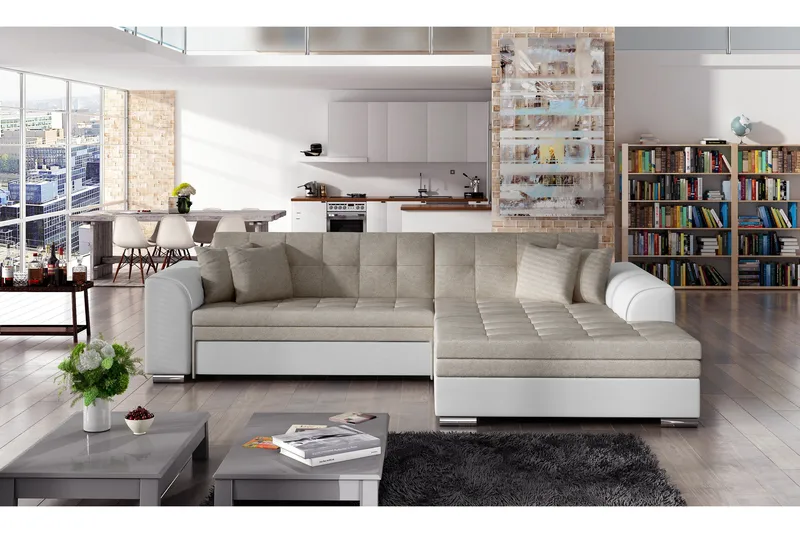 Falseti Sovesofa med Divan, Beige/Hvit