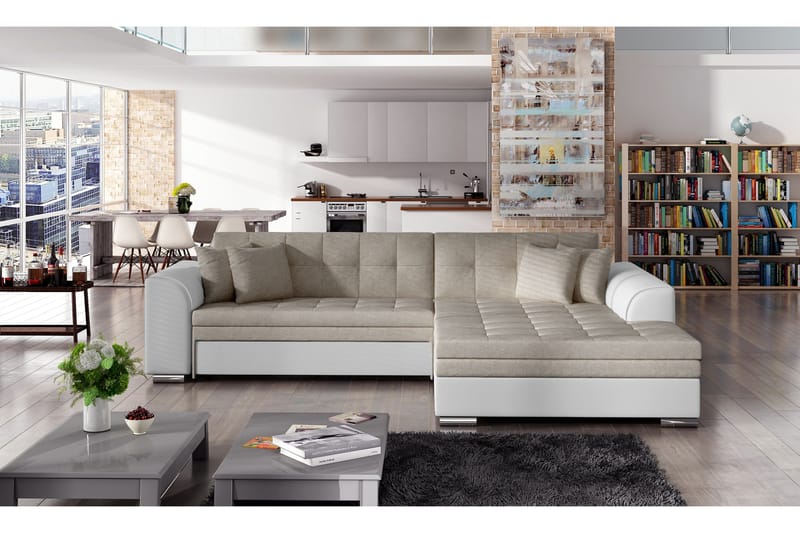 Falseti Sovesofa med Divan, Beige/Hvit