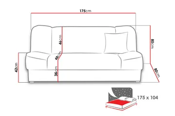 Gabi Sofa 175x80x80 cm - Gul - Møbler - Sofaer - Sovesofaer - 4 seters sovesofa