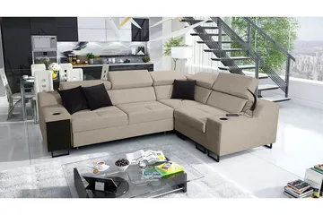 4-seters Sovesofa Høyre - Beige - Møbler - Sofaer - Sovesofaer - Langsgående sovesofa