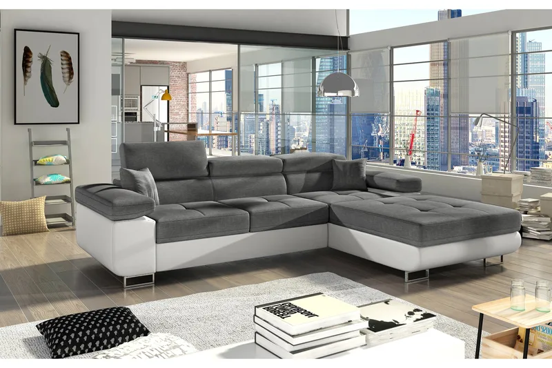 Klinka Sovesofa med Divan Høyre, Grå/Hvit