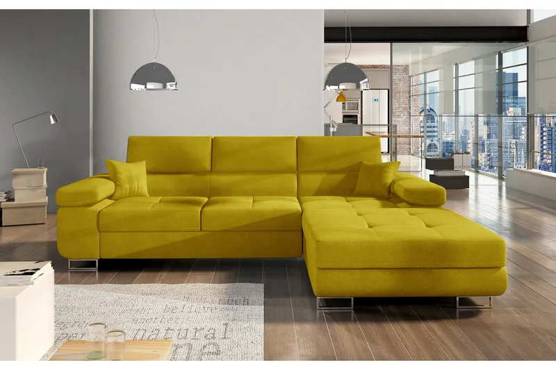 Klinka Sovesofa med Divan Høyre - Gul - Møbler - Sofaer - Sovesofaer - Sovesofa divan