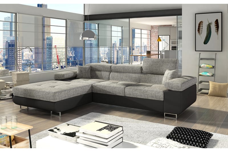 Klinka Sovesofa med Divan Venstre, Grå/Svart