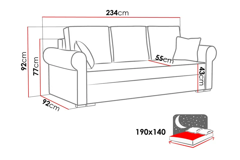 Olimpia Sofa - Møbler - Sofaer - Sovesofaer - 4 seters sovesofa