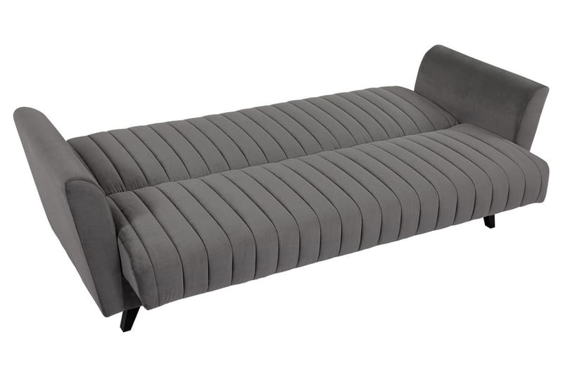 Rigberg 3-seter Kanalsydd Dyp Sovesofa med Oppbevaring i Stoff - Grå - Møbler - Sofaer - Sovesofaer - 4 seters sovesofa