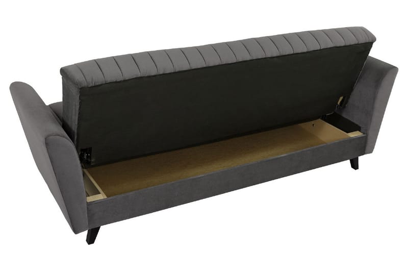 Rigberg 3-seter Kanalsydd Dyp Sovesofa med Oppbevaring i Stoff - Grå - Møbler - Sofaer - Sovesofaer - 4 seters sovesofa