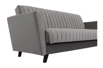 Rigberg 3-seter Kanalsydd Dyp Sovesofa med Oppbevaring i Stoff - Grå - Møbler - Sofaer - Sovesofaer - 4 seters sovesofa
