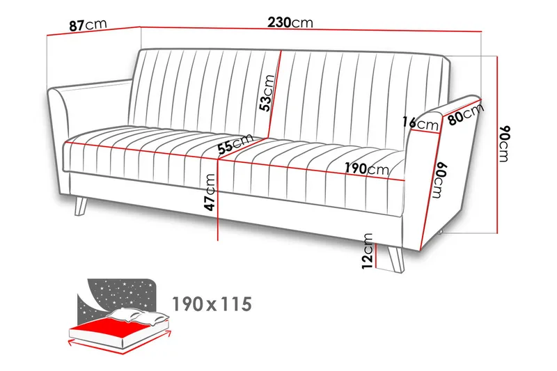 Rigberg Sofa - Grå - Møbler - Sofaer - Sovesofaer - 4 seters sovesofa