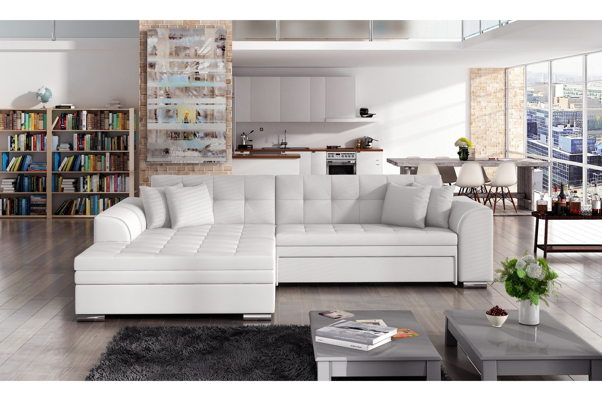 Sovesofa Castello med Divan - Hvit - Møbler - Sofaer - Sovesofaer - 4 seters sovesofa