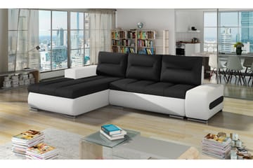 Sovesofa Probaos med Divan - Svart/Hvit - Møbler - Sofaer - Sovesofaer - 4 seters sovesofa
